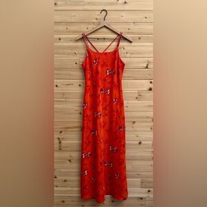 Jodi Michaels Size Small Romantic Floral Sundress Crisscross Tie Back Maxi Dress